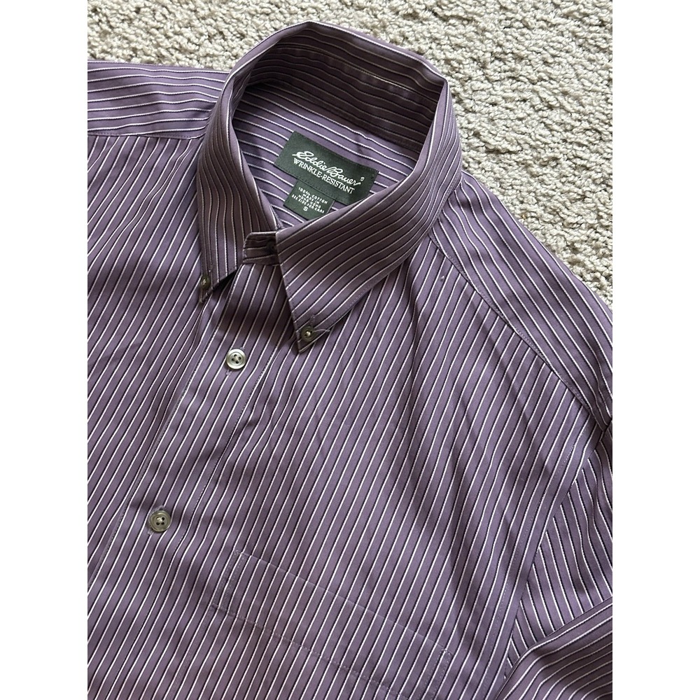 Men's Eddie Bauer Wrinkle Resistant Long Sleeve Striped Button Up Shirt - Small